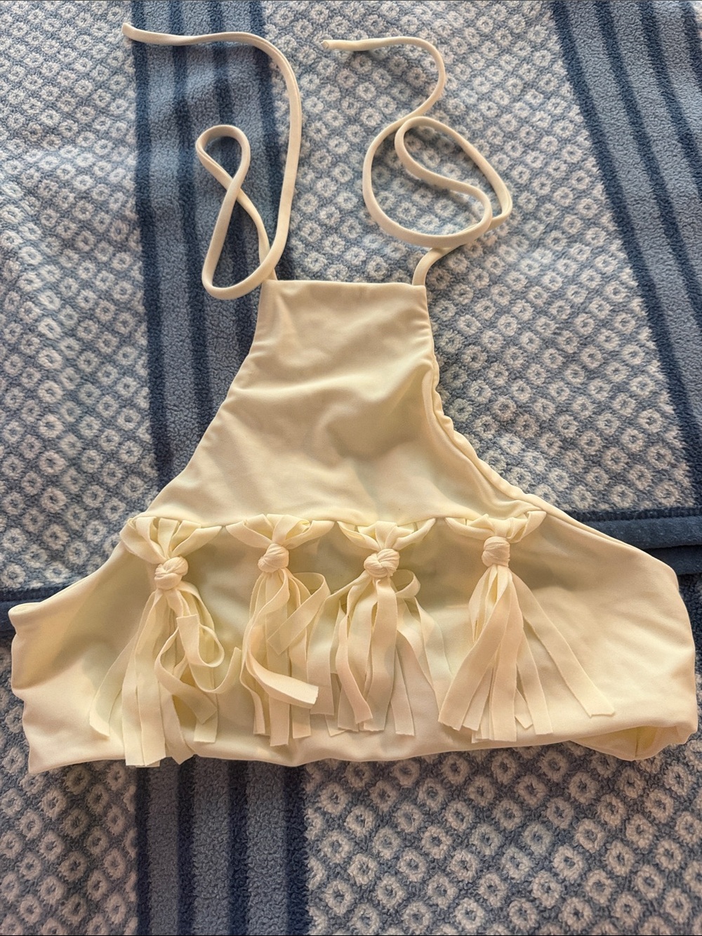 Women’s High Neck Tassel Bikini Top - Cream